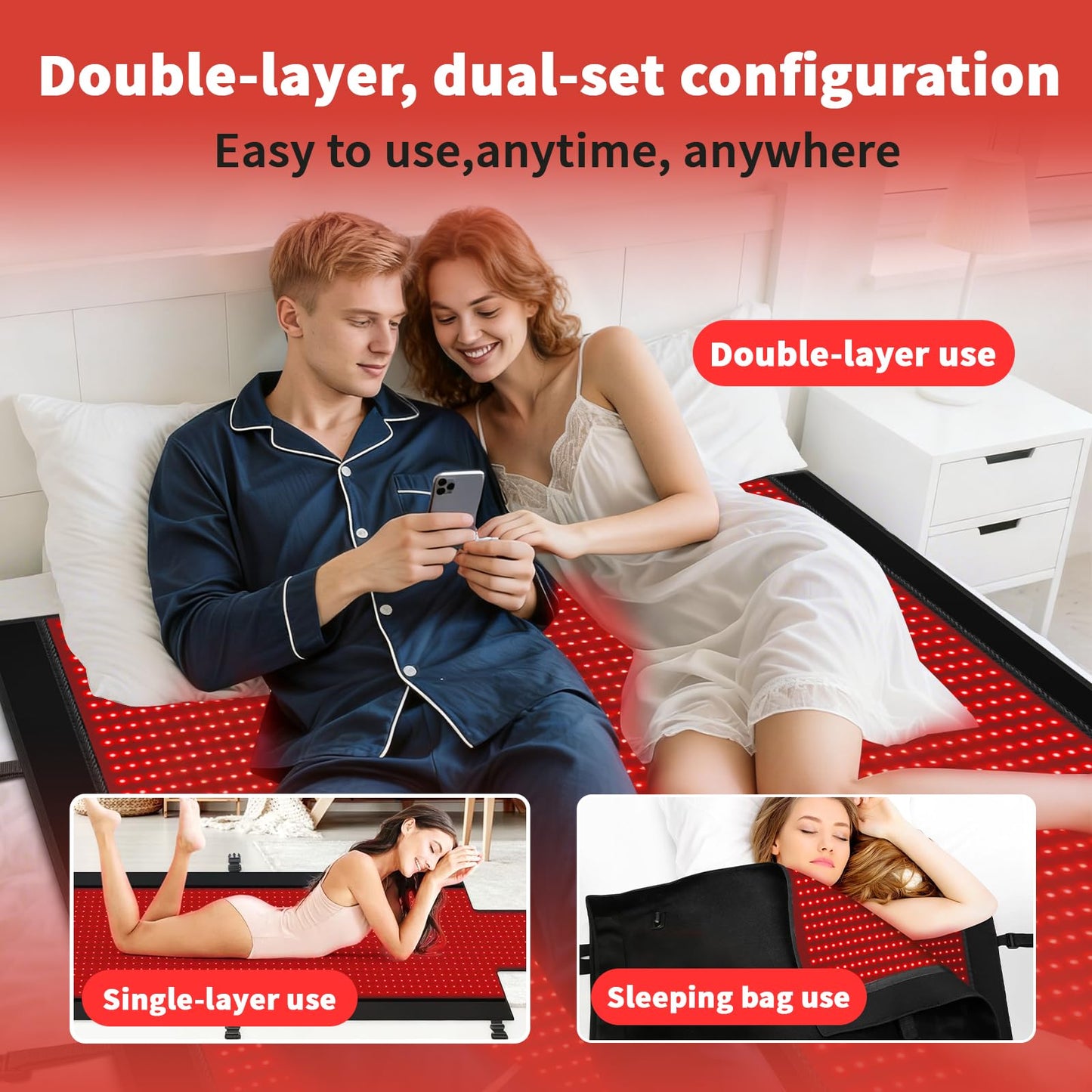 CIGAA 2025 Upgraded Red Light Therapy Full Body for Home - Used to Relieve Face and Body Pain for Personal Health Care 71"x33" Dual Wavelength Infrared Red Light Blanket (660nm&850nm)